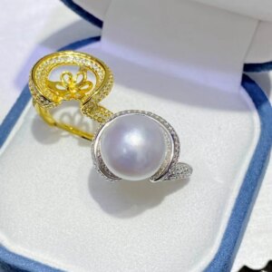 S925 Sterling Silver Adjustable Ring Mount Settings Findings Mountings Accessory Parts Fittings for 12-13mm Pearls 5pcs/lot