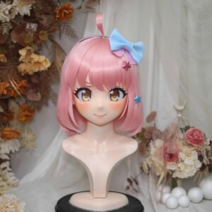 Customize Character Female/Girl Resin Kig Full Head With Lock Anime Cosplay Japanese Anime Kigurumi Mask