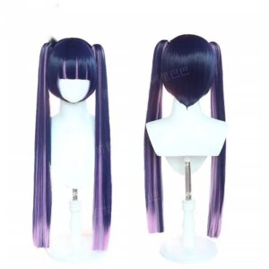Pandey And Stork Lace Belt Stork Anarchist Cosplay Wig Double Ponytail Blue Powder Mix Heat Resistant Synthetic Wig Wig Cap