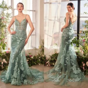 Glitter Mermaid Evening Dresses Charming Lace Sleeveless Women Prom Gowns Backless Floor Length Customized Wedding Guest Gowns