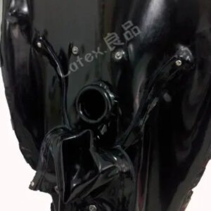 Men latex catsuit with socks gloves Ring Crotch hole codpiece back zip 0.4mm