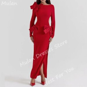 Elegant Long Evening Dresses for Women Boat-Neck Ankle-Length Mermaid with Pleats Special Events Prom Party Wedding Dress 2024