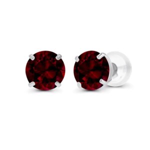 2.00 CTW Natural Red Garnet Stud Earrings in 14K White Gold Handcrafted USA