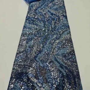African Lace Fabric Sequins Beaded Embroidery Groom Nigerian Bridal High Quality French Tulle Lace Fabric For Wedding Sewing HX