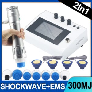 Professional Shockwave Therapy Machine 300MJ With 7 Working Heads ED Treatment Relieve Body Muscle Pain EMS 2 In 1 Shock Wave