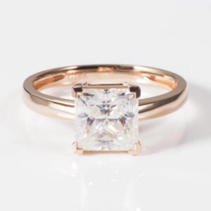 Provence 10K/14K/18K White Gold Moissanite Diamonds Engagement Rings for Women 2.2CT D Color VVS1 Solitaire Princess Cut Rings