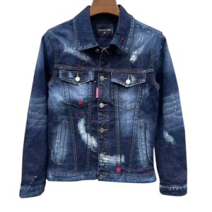 Men’s Jacket chareiha dsq1912 Denim Coat ground white Make Old wash splash paint patch Casual denim Jacket Coat for men gift