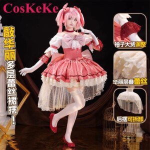 CosKeKe Kaname Madoka Cosplay Puella Magi Madoka Magica Costume Gorgeous Elegant Pink Formal Dress Party Role Play Clothing New