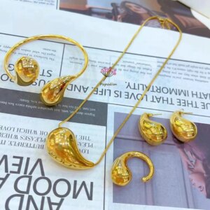New Dubai Gold Plated Necklace Earrings Ring Bracelet Wedding Party Jewelry Set for Women DD10438