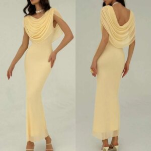 Customized Chiffon Draped Trumpet Off-the-shoulder Midi Dresses Bespoke Occasion Party Simple Classic Matching