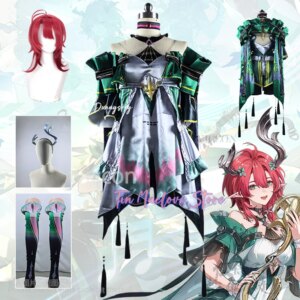 Wuthering Wave Cosplay Game Ciaccona Anime Costume Forest Styles Dress Furry Horn Stocking Red Wigs Kawaii Lovely Cos Customized
