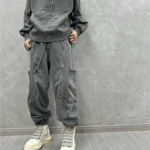 Retro Washed Stitching Loose Cargo Sweatpants Fashion Trendy Casual Pants Loose-Fit Tappered Trousers Men