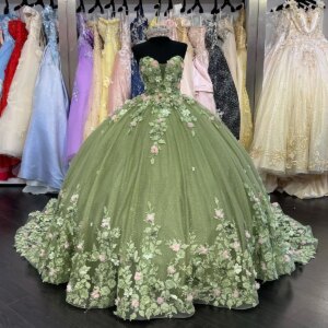 Customized 15 yera old Dress Quinceanera Dresses 3D Handmade Flowers Floral Appliques Ball Gowns Vestidos De Princess Party Gown