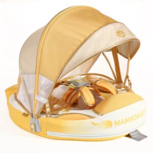 HECCEI Swim Float with Canopy UPF 50+ Sun Protection Pearl Foam Mambobaby Non-Inflatable Solid Baby Pool Float with Tail