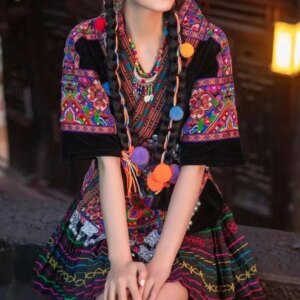 New Guizhou Miao Costume Tujia Xiangxi Stage Performance Trip Shoot Clothing Minority Dancing Dress