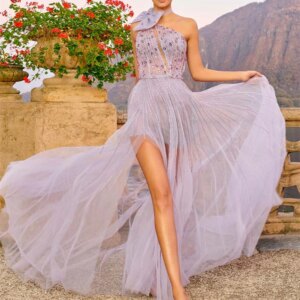 Luxurious Beaded Prom Dress 2024 Graceful Tulle Evening Dresses Glamorous Sleeveless Floor Length Gowns Vestidos De Novia