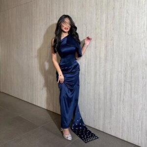 Customized Straight Prom Dresses Floor-Length One-Shoulder Sleeveless Evening Dresses Fashion The-Tail-End Sequined Party Dress