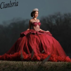 Red Sweetheart Pleat Ruffles Quinceanera Dresses Ball Gown Beading Appliques Lace Sweet 15 Años Mexican Customized