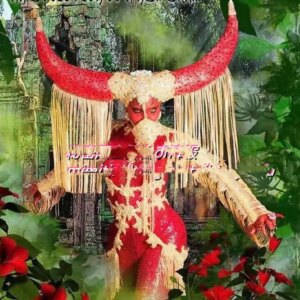 Bar Halloween GOGO costume female red horn gold speed costume