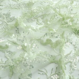 Water Green Beaded Sequins Embroidered Lace Fabric Wedding Accessories Dress Dress Cheongsam Fabric