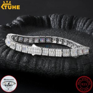 THUE High Quality Unisex Classic Square Bracelet Sterling Silver Moissanite Bracelet For Men Women Hip Hop Jewelry Gifts