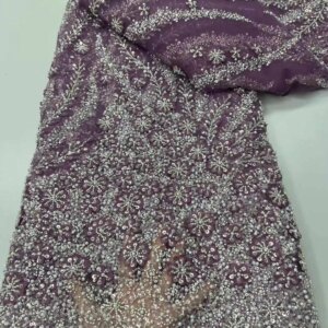 2025 New African French Nigerian High End Lace Fabric With Beads Sequins Mesh for Embroidery Wedding Party Bride Sewing Dress