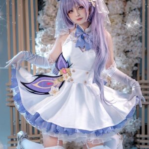 In stock Cos Genshin Impact Anime Game Ganyu Flower Marries Cosplay Anime Costume Girl Costume Customisable