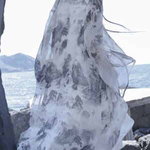 Zen Ink Chinese Style Printing Long Protective Clothes 2024 Spring and Summer New High-Grade Loose Cloak Coat Women