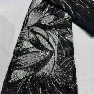 New African Tulle Lace Fabric Embroidered Nigerian Lace Fabric with Beaded Sequins High-quality African French Net Lace Fabric