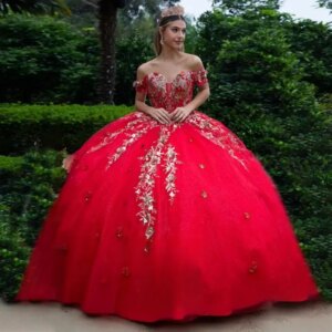 Customized Red Trendy Sweetheart Ball Gowns Quinceanera Dresses for Girls Appliques Court Train Corset Vestidos De 15 Anos