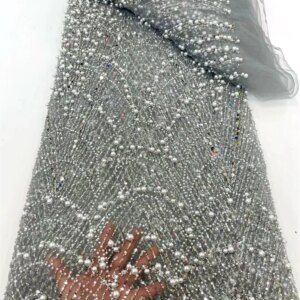African Lace Fabric 2025 Sequins Beaded Embroidery Groom Nigerian Bridal High Quality French Tulle Lace Fabric For Party A954-1