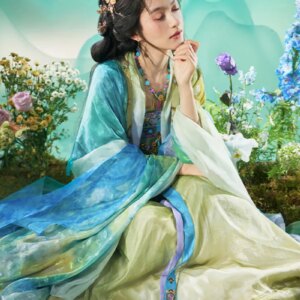 Carnival Halloween Cos Cosplay Big Sleeved Shirt Embroidery Suspenders Chest Length Skirt Tang System Hanfu Women’s Clothing