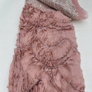 2025 New African French Nigerian Lace 3D Fabric With Beads Sequins Mesh for Embroidery Wedding Party Bride Sewing Dress