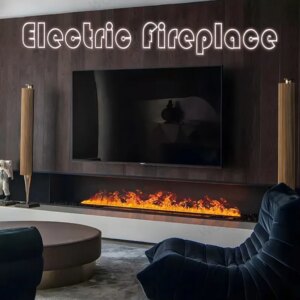 Water Atomized Fireplace Intelligent LED Virtual 3D Flame Humidifier Water Steam Electric Fireplace with Firewood Popping Sound