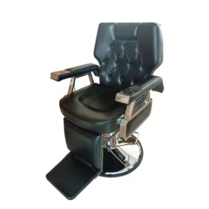 2024 Latest  Heavy Stainless Black Recline Barber Chairs Styling Chairs Salon Chair 10 Years Warranty