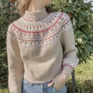 Round neck Phil Island long sleeved hand woven pullover, loose and lazy women’s mare sea fur coat, spring and summer new styles