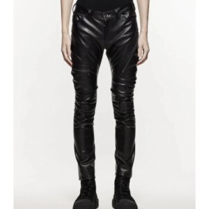 YOJI OOAK slim fit small leg motorcycle pants with multiple pockets, youth tight fit, dark style, modern slim fit men