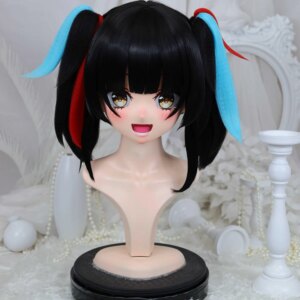 Customize Character Female/Girl Resin Kig Full Head With Lock Anime Cosplay Japanese Anime Kigurumi Mask