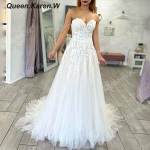 Elegant Boho A line Wedding Dress strap lace bride dress robe de mariee A line Wedding Bridal Gown