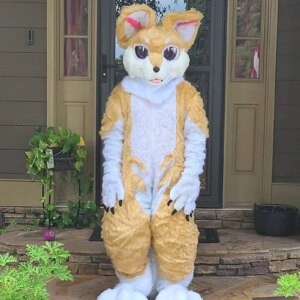 Khaki Fursuit Husky Dog Fox Mascot Costume Walking Halloween Christmas Large-scale Activity Cosplay Suit
