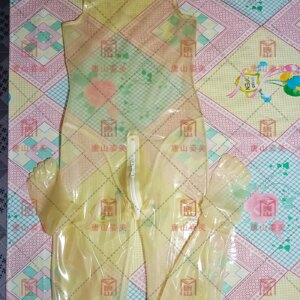 Men’s Transparent latex catsuit with toe socks sleeveless catsuit neck entry crotch zip 0.4mm