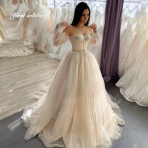 Romantic Beach Wedding Dresses 2025 2 In 1 Sleeve A-Line Bridal Gown Princess Plus Size Party Vestido De Novia