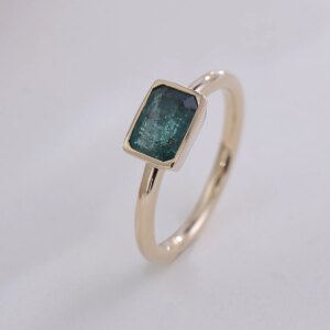 Provence jewelry 10K 14K yellow gold solitaire rings for women baguette lab emerald rings classic brithday anniversary gifts