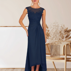 LinasBridal A-Line Mother Of The Bride Dresses Sleeveless High Low Chiffon Wedding Guest Dresses with Lace Beading 2024