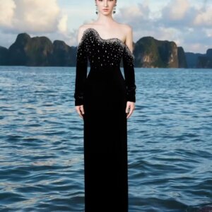 Little Daisy Customized Beading Sequined Straight Off-the-shoulder Long Dresses Bespoke Occasion Dresses Fashion