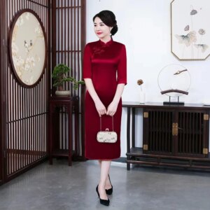 Yourqipao Cheongsam Party Qipao Prom Wedding Dress Lady Robe De Mother Bride Chinese Traditional Style Evening Dresses for Women