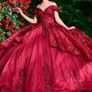 Customized Mexican Wine Red Quinceanera Dresses V Neck Flower Lace Up Ball Gown Sweep Train Prom Birthday Party Prom Dress 15 16