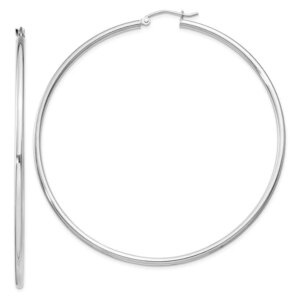 Sterling Silver Rhodiumplated 2mm Round Hoop Earrings