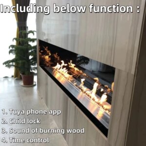 tuya wifi bioethanol kamin ethanol burner rectangular stainless steel electric fireplace insert with real flame
