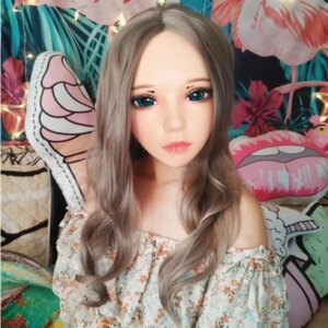 (Ling-2)Female Sweet Girl Resin Half Head Kigurumi BJD Eyes Crossdress Cosplay Japanese Anime Role Lolita Mask With Eyes And Wig